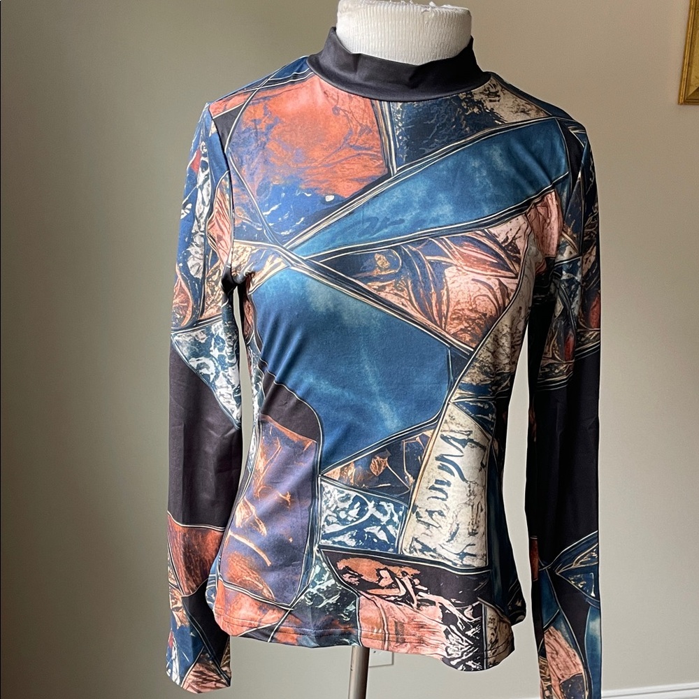 Artistic Patchwork Long Sleeve Top - image 1